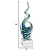 HomeRoots 14" Clear Blue and Green Murano Glass Modern Abstract Tabletop Sculpture - 3 of 4