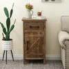 LuxenHome Rustic Wood 1-Drawer 1-Door End Table with Storage. Brown - 2 of 4