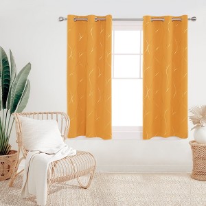 Deconovo Gold Line 52 Width Curtain Panel Pair (2 Panel) - 1 of 4