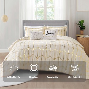 Stylish Geometric Metallic Print Comforter Set, All Season Home Textile for Modern Bedroom Decor, Valentine's Day Gifts - 1 of 4