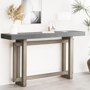 Entryway Console Table with Pine Veneer and Wood Legs, Behind Couch Table with Unique Triple Rectangle Design for Hallway, Living Room - Cuddlewood - 1 of 4