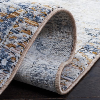 Moondust Gray and Blue Oriental Square Area Rug