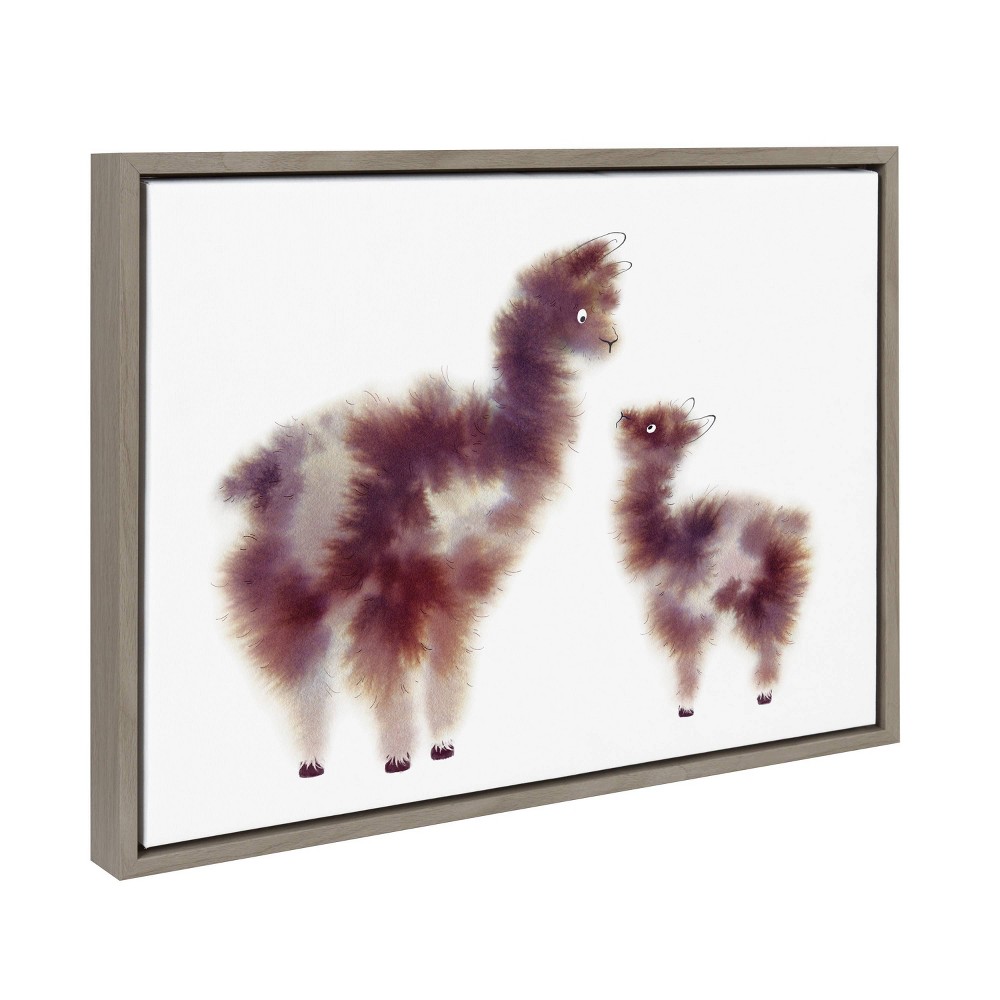 Photos - Other Decoration Kate & Laurel All Things Decor 18"x24" Sylvie Alpaca Floofs Framed Canvas by Faryn Hughes Gray