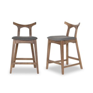 Vynxaria Gray Bar Dining Chairs - Set of 2 for Modern Sophistication - 1 of 4