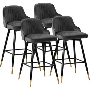 Bekrvio Swivel Bar Stools Set of 2/4,25.6"/29" Counter Height Stool Velvet Upholstered Armless Bar Chair with Metal Frame for Kitchen Island - 1 of 4