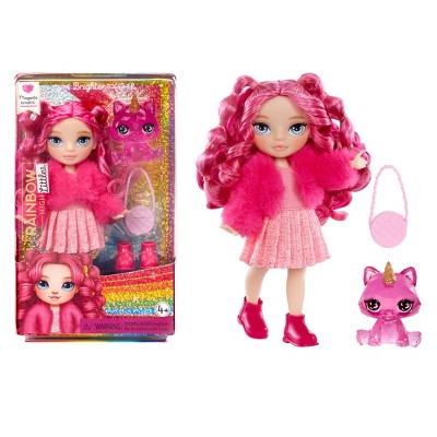 Rainbow High Littles Magenta Monroe Pink 5.5" Posable Small Doll with Purse Magical Pet Kitty