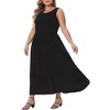 Agnes Orinda Women's Plus Size Round Neck Sleeveless Casual Tiered with Pockets Ruffle Maxi Sundresses - 2 of 4