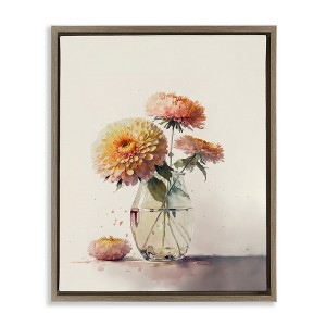 Stupell Industries Blooming Dahlias Painting Floating Frame Canvas Art - 1 of 4