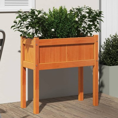 vidaXL Garden Planter with Legs Wax Brown 27.6"x12.2"x27.6" Solid Wood Pine