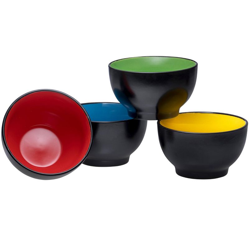 Bruntmore 20 Ounce Muti color ceramic bowls Dessert Bowls Set Of 4, Black, 1 of 8