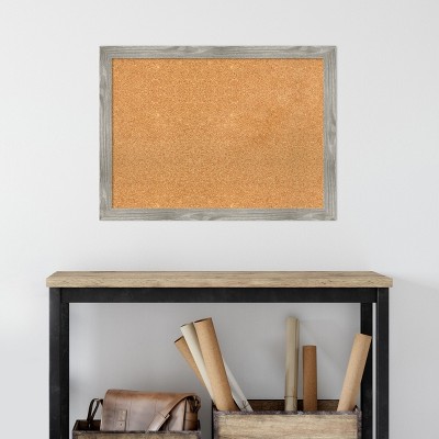 Dove Greywash Rustic Wood Framed Corkboard, 28x20