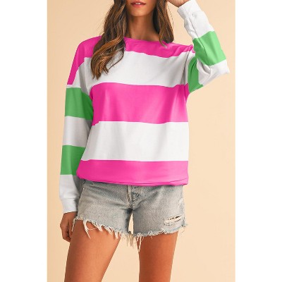I AM A FASHION JUNKY Rose Red Colorblock Drop Sleeve Top M