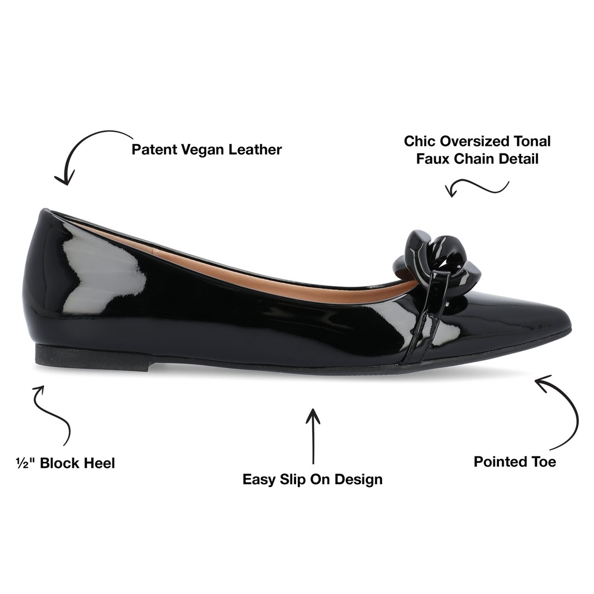 Обувь Journee Collection Women's Clareene Slip On Pointed Toe Ballet Flats Black 8 — фото 8