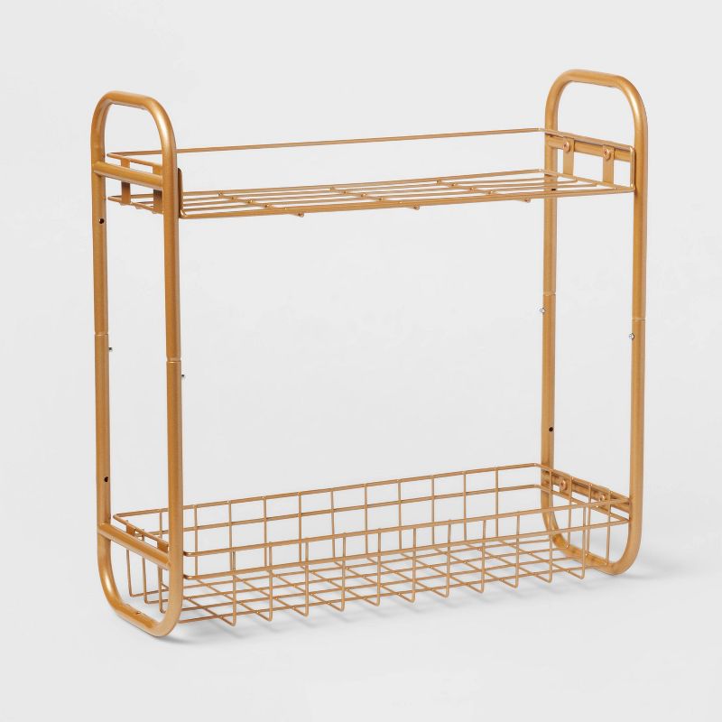 On The Wall 2 Tier Shelving Rack Metallic Gold - Room Essentials&#8482;, 1 of 6
