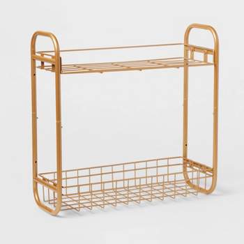 On The Wall 2 Tier Shelving Rack Metallic Gold - Room Essentials™