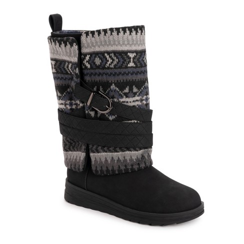 MUK LUKS Women's Natalie Nikki Boots, Ebony Multi, 9W