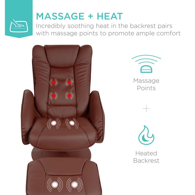 Best Choice Products Faux Leather Electric Massage Recliner Chair w/ Stool Ottoman, Remote Control, 5 Modes, 2 of 8