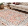 Coral And Blue Oriental Area Rug - 2 of 4