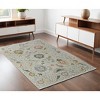 Gray Ivory and Gold Wool Floral Hand Knotted Area Rug With Fringe - 2 of 4