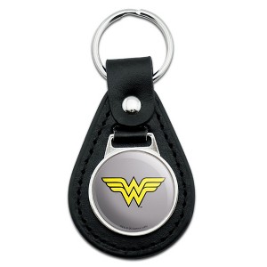 Wonder Woman Classic Logo Black Leather Keychain - 1 of 4