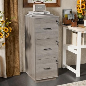Karl Home 3-Drawer Gray MDF 15.35in. W Vertical File Cabinet - 1 of 4