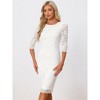 Allegra K Women's Crewneck 3/4 Sleeve Floral Lace Hidden Zipper Bodycon Dress - 3 of 4