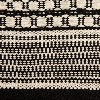 Handmade Cotton Black Stripe Rectangular Runner Rug 72"x30"