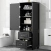 61 Inch Tall Bathroom Storage Cabinet, Bathroom Cabinets With 2 Drawers And Adjustable Shelf, Bathroom Cabinets Modern-Cuddlewood - 3 of 4
