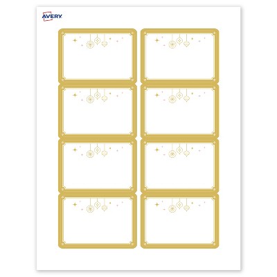 Avery Name Tags, 2-1/3" x 3-3/8", Gold-Metallic Ornaments, 80