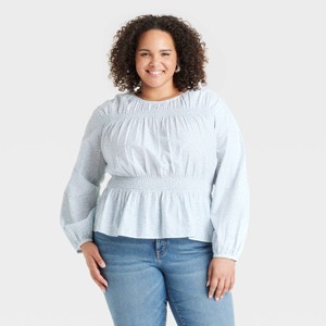 Women's Long Sleeve Peplum Blouse - Universal Thread™ - 1 of 3
