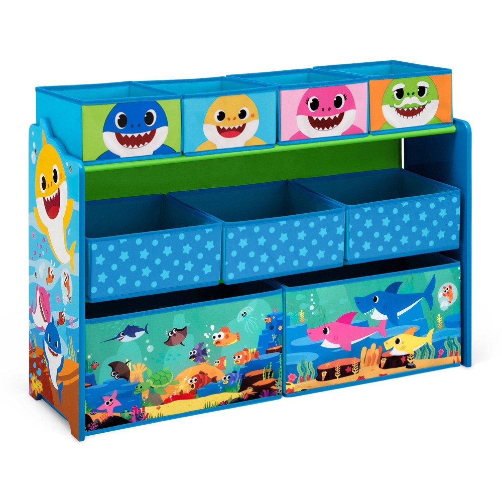 Photos - Wall Shelf Delta Children Baby Shark Deluxe 9 Bin Design and Store Toy Organizer