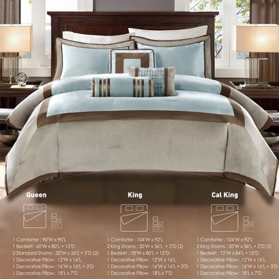 Madison Park 7Pcs Hotel Collection Comforter Set, All Season Down Alternative Luxury Bedding with Matching Shams, Decorative Pillows, Blue, Cal King — фото 6