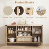 Jojoka 59 Buffet Cabinet with Storage – Rattan Sideboard with Adjustable Shelves, Drawer & Arched Doors,Oak - 3 of 4