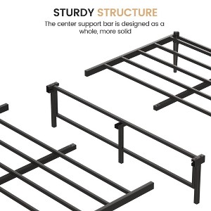 Full/Queen Metal Bed Frame with Curved Rattan Headboard and Wooden Footboard - 1 of 4