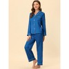 cheibear Women's Satin Button Down Lounge Tops and Pants Sleepwear Pajama Set - 3 of 4