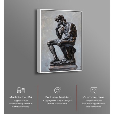 Notori Art Notoriart Ebony Statue In Thought Framed Style 1 Piece Canvas Wall Art