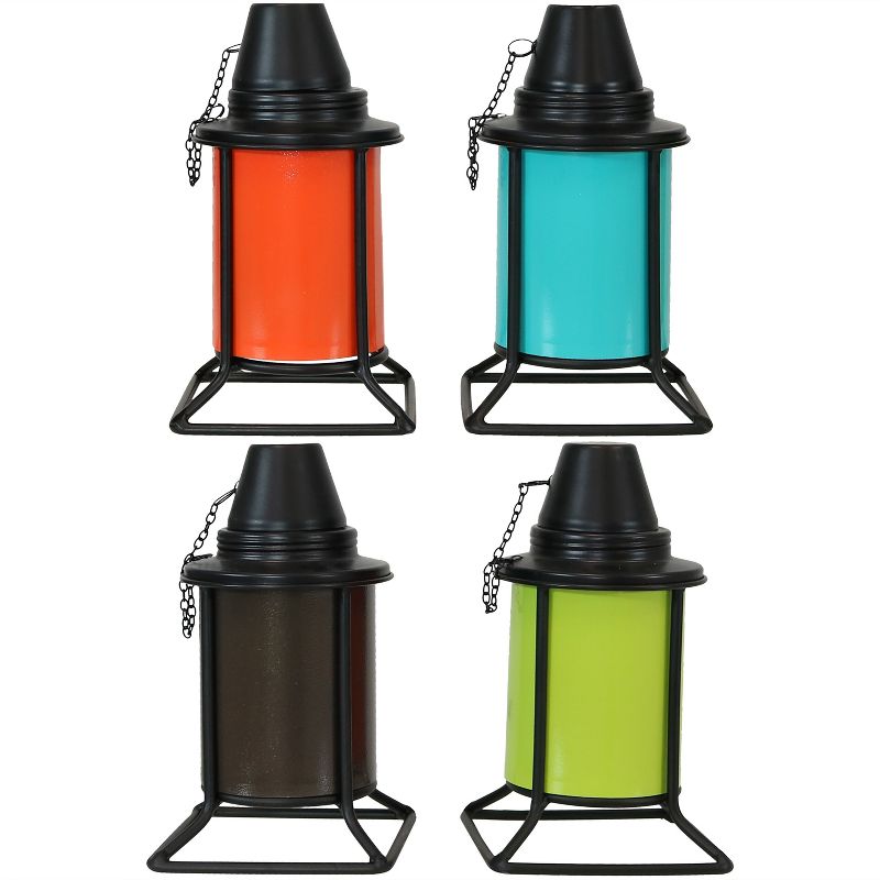 Sunnydaze Outdoor Metal Patio Deck Poolside Lawn Tabletop Torch Set - Green, Blue, Orange, and Brown, 5 of 11