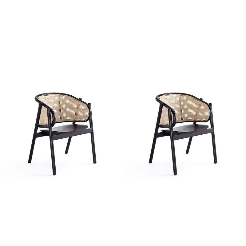 Set of 2 Versailles Wood Armchairs Black/Natural Cane - Manhattan Comfort, 1 of 13