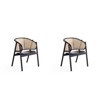 Set of 2 Versailles Wood Armchairs Black/Natural Cane - Manhattan Comfort