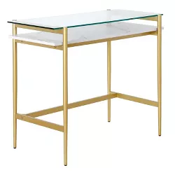 36" Brass Finish Desk with Faux Marble Shelf - Henn&Hart