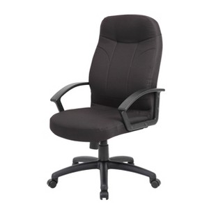 Mid Back Fabric Managers Chair Black - Boss Office Products: Ergonomic, Swivel, Adjustable Height, Metal Frame - 1 of 4
