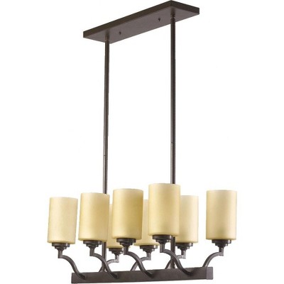 Quorum Lighting Atwood 8-Light Oiled Bronze Glass Pendant