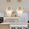 POWLIG 1-Light Gold Unique Tiered Pendant Light with Crystal Accents - 3 of 4