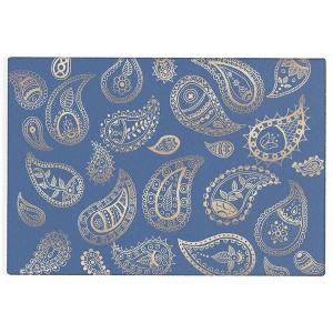 Cynthia Haller Classic blue and gold paisley Outdoor Rug - Deny Designs - 1 of 4