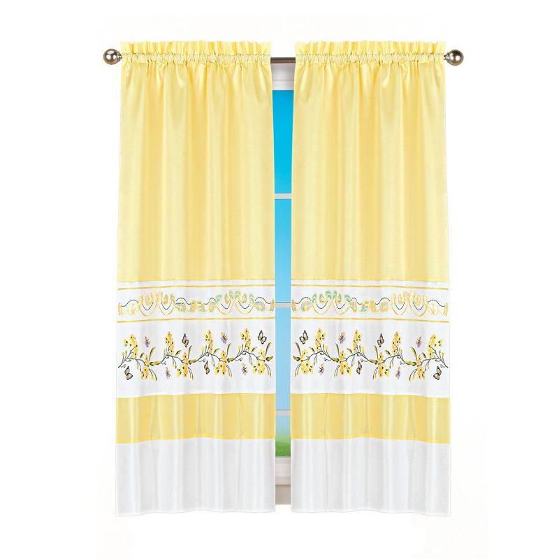 Collections Etc Yellow Butterfly Curtains, 1 of 6