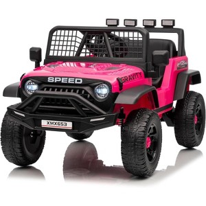 12V Kids Electric Ride-On Truck - Parent Remote Control, 3 Speed Settings, LED Lights & Music Player for Children Ages 3-6 Years - 1 of 4