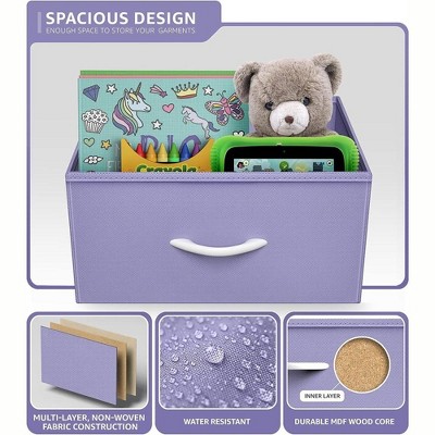 Purple and White Fabric 2-Drawer Nightstand with Steel Frame