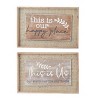 (Set of 2) Rectangle Farmhouse Wood Sign Wall Decor Brown - Olivia & May: Vertical Abstract Art, Spot Clean, No Battery Required - 2 of 4
