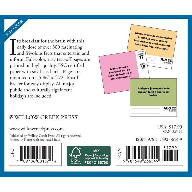 Willow Creek Press 2024 Daily Desk Calendar 5.2&#34;x6.2&#34; Today I Learned, 2 of 6
