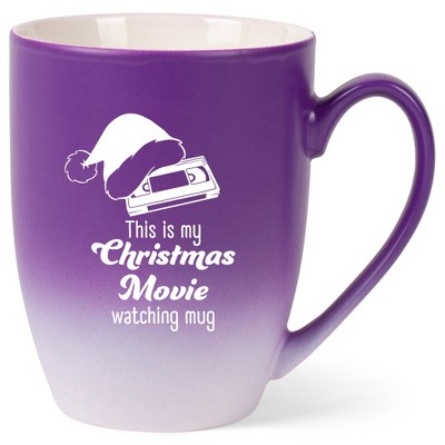 Elanze Designs This Is My Christmas Movie Watching Mug Two Toned Ombre Matte Purple and White 12 ounce Ceramic Stoneware Coffee Cup Mug